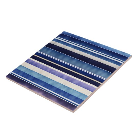 Modern Summer Navy Blue Boat Stripes Collectie Tegeltje (Zijkant)