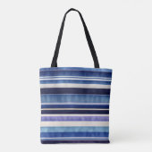 Modern Summer Navy Blue Boat Stripes Collectie Tote Bag (Achterkant)