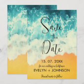 Modern Summer Ocean Beach Wedding Save the Date (Voorkant / Achterkant)