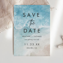 Modern Summer Ocean Beach Wedding Save the Date