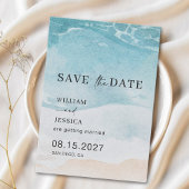 Modern Summer Ocean Beach Wedding Save the Date