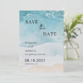 Modern Summer Ocean Beach Wedding Save the Date (Staand voorkant)