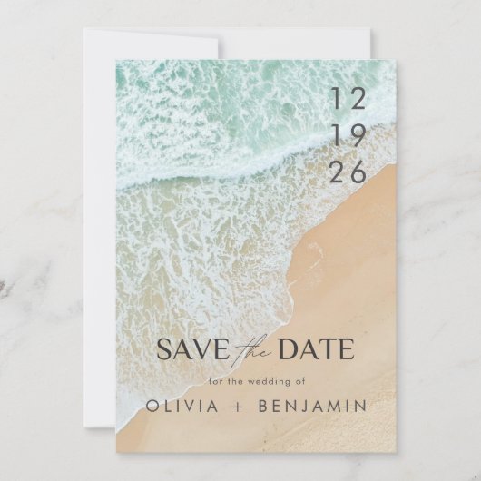 Modern Summer Ocean Beach Wedding Save the Date Kaart (Voorkant)