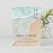 Modern Summer Ocean Beach Wedding Save the Date Kaart (Staand voorkant)