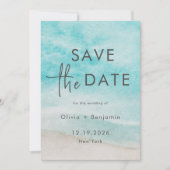 Modern Summer Ocean Beach Wedding Save the Date Kaart (Voorkant)