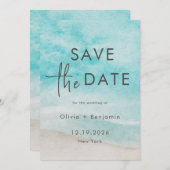 Modern Summer Ocean Beach Wedding Save the Date Kaart (Voorkant / Achterkant)