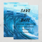 Modern Summer Ocean Waves Elegant Beach Wedding Kaart (Voorkant / Achterkant)