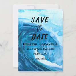Modern Summer Ocean Waves Elegant Beach Wedding Kaart