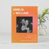 Modern Summer Orange Pink Wedding Photo Save The Date (Staand voorkant)