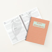 Modern Summer Oranje Striped Personalised Recipe N Notitieboek (Binnen)