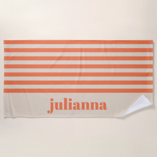 Modern Summer Oranje Striped Personalized Strandlaken