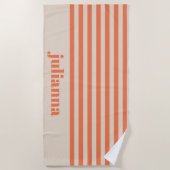 Modern Summer Oranje Striped Personalized Strandlaken (Voorkant)