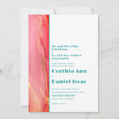 Modern Summer Pink Green Wedding Uitnodiging (Voorkant)