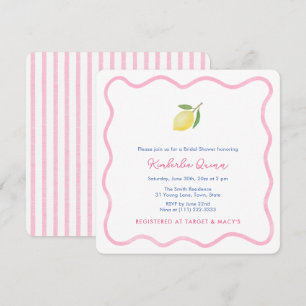 Modern Summer Pink Wavy Border Lemon Vrijgezellenf Kaart