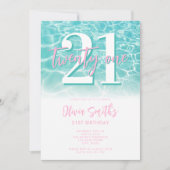 Modern Summer Pool Party 21e verjaardag Kaart (Voorkant)