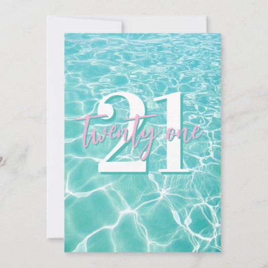 Modern Summer Pool Party 21e verjaardag Kaart (Achterkant)