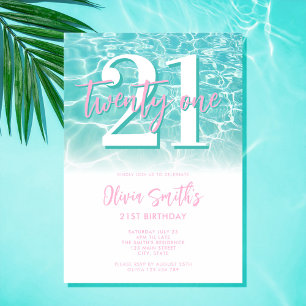 Modern Summer Pool Party 21e verjaardag Kaart