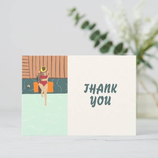 Modern Summer Pool Party - Hartelijk dank Bedankkaart (Staand voorkant)