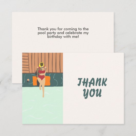 Modern Summer Pool Party - Hartelijk dank Bedankkaart (Voorkant / Achterkant)