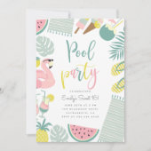 Modern Summer Pool Party Script Sweet 16 Birthday Kaart (Voorkant)