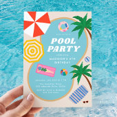 Modern Summer Pool Party Swimming Birthday Kaart