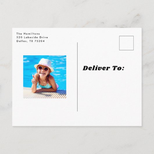 Modern Summer Pool Party Swimming Birthday Uitnodiging Briefkaart (Achterkant)