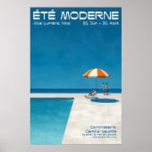Modern Summer Poolside Wall Art Print Bold French (Voorkant)