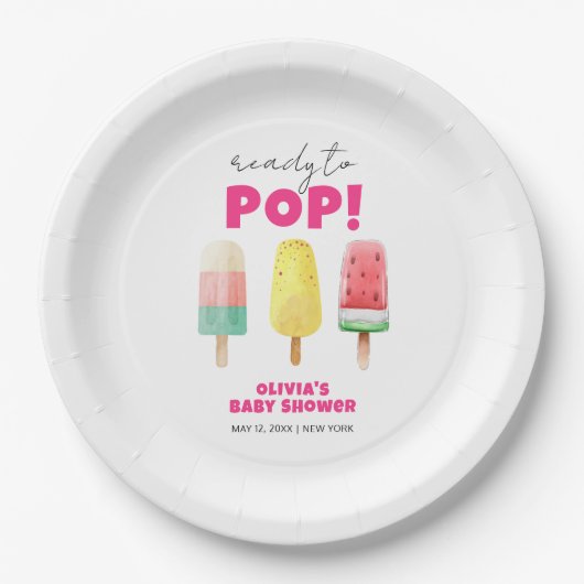 Modern Summer Popcicle Ice Cream Baby shower Papieren Bordje (Voorkant)