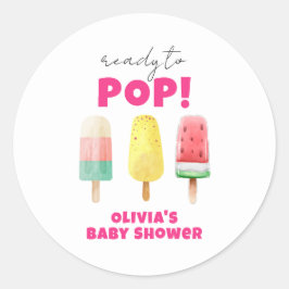 Modern Summer Popcicle Ice Cream Baby shower Ronde Sticker