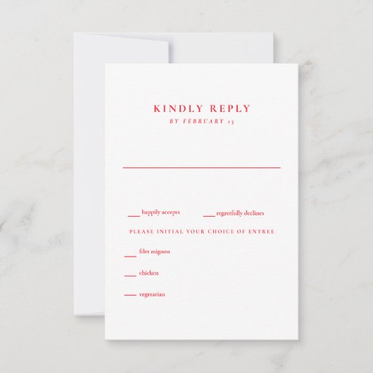 Modern Summer Red en White Wedding RSVP (Voorkant)