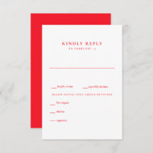 Modern Summer Red en White Wedding RSVP