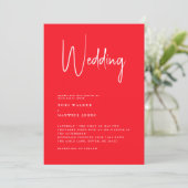 Modern Summer Red No Parents Wedding Invitation Kaart (Staand voorkant)
