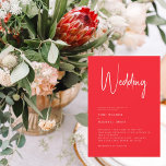 Modern Summer Red No Parents Wedding Invitation Kaart<br><div class="desc">Moderne trouwuitnodiging. Summer Red No ouders.</div>