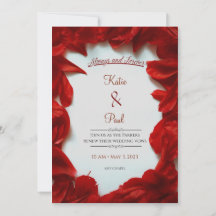 Modern Summer Red Roses Elegant Wedding Invitation