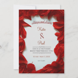 Modern Summer Red Roses Elegant Wedding Invitation Kaart