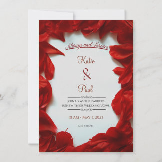 Modern Summer Red Roses Elegant Wedding Invitation Kaart