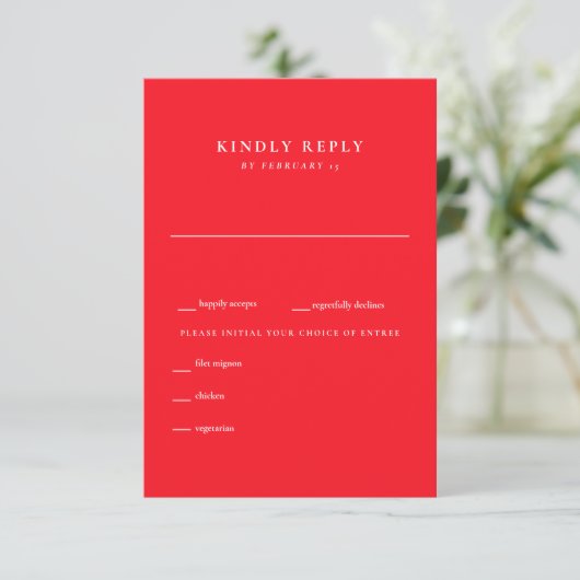 Modern Summer Red Wedding RSVP (Staand voorkant)