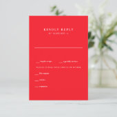 Modern Summer Red Wedding RSVP Kaartje (Staand voorkant)