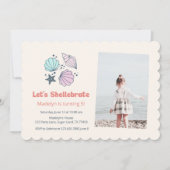 Modern Summer Shell Birthday Foto Kaart (Voorkant)