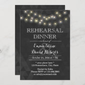 Modern Summer String Lights Rehearsal Dinner Kaart (Voorkant / Achterkant)
