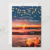 Modern Summer Sunset Beach Mason Jar Wedding Kaart (Voorkant)