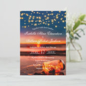 Modern Summer Sunset Beach Mason Jar Wedding Kaart (Staand voorkant)