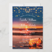 Modern Summer Sunset Beach Mason Jar Wedding Kaart (Voorkant)