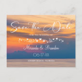 Modern Summer Sunset Beach Wedding Save the Date Aankondigingskaart (Voorkant)