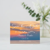 Modern Summer Sunset Beach Wedding Save the Date Aankondigingskaart (Staand voorkant)