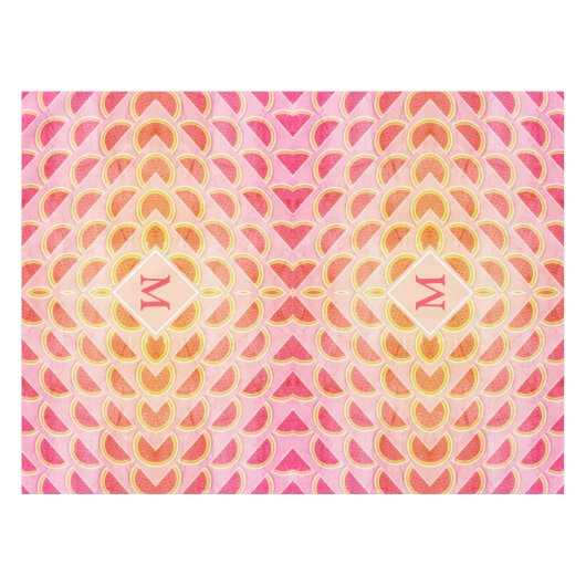 Modern Summer WATERMELON Pink MONOGRAM Tafelkleed (Voorkant (Horizontaal))