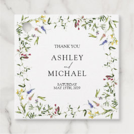 Modern Summer Wildflower Calligraphy Wedding Bedankjes Labels