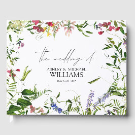 Modern Summer Wildflower Calligraphy Wedding Gastenboek