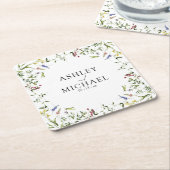 Modern Summer Wildflower Calligraphy Wedding Kartonnen Onderzetters (Schuin)