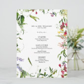 Modern Summer Wildflower Calligraphy Wedding Menu (Staand voorkant)